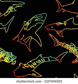 Resumen de un patrón sin fisuras con tiburones. Grunge fondo moderno para niños 