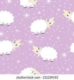 Abstract seamless pattern with sheep