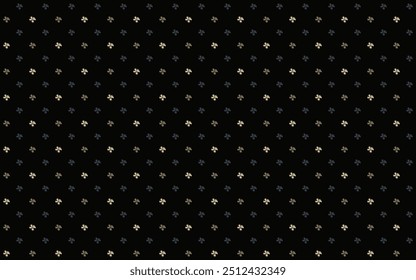 Abstract seamless pattern with silhouette flower in gold n gray on black background. Vector illustration. For masculine shirt lady dress textile cloth print wallpaper cover