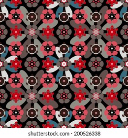 Abstract seamless pattern with silhouettes flowers. Floral repeating background. Endless print texture. Fabric design. Wallpaper - vector 