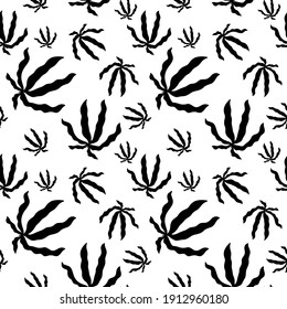 Abstract seamless pattern with silhouettes of leaves. Vector image for textiles, wallpapers, postcards, wrapping paper.