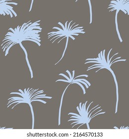 Abstract seamless pattern with silhouettes tropical coconut palm trees. Forest, jungle repeated background. Nature print texture. Cloth design. Wallpaper