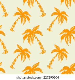 Abstract seamless pattern with silhouettes tropical coconut palm trees. Forest, jungle repeated background. Nature print texture. Cloth design. Wallpaper