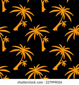 Abstract seamless pattern with silhouettes tropical coconut palm trees. Forest, jungle repeated background. Nature print texture. Cloth design. Wallpaper