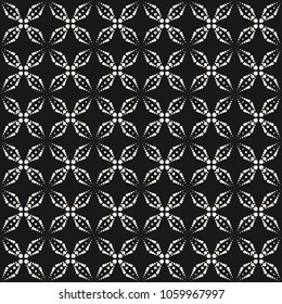 Abstract seamless pattern, simple geometric texture with dotted shapes, sparkles, delicate grid, lattice. Vector black and white repeat background. Modern design for decor, print, covers, digital, web