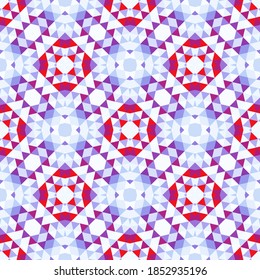Abstract seamless pattern of simple geometric shapes. Bright shades of colors. An element for original clothing and interior design. Stock vector illustration.