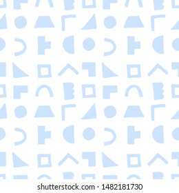 Abstract seamless pattern with simple hand drawn geometric shapes. Vector light background for interior decoration, textile, kids, print and web. Trendy texture in minimalist style.