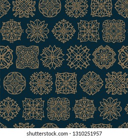 Abstract seamless pattern with simple mandala.