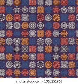 Abstract seamless pattern with simple mandala.