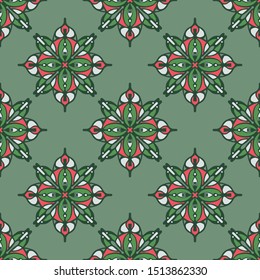 Abstract seamless pattern with simple mandala.