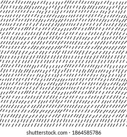 Abstract seamless pattern. Simple repeating illustration with short lines. Black lines on white background. Vector endless texture for wrapping paper, textile, wallpaper, fabric.
