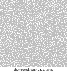 Abstract seamless pattern. Simple repeating illustration. Drawing with little wavy lines. White lines on gray background. Vector endless texture for wrapping paper, textile, wallpaper, fabric.