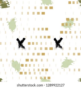 Abstract seamless pattern with simple shapes. Ikea style background textile texture with black crosses.