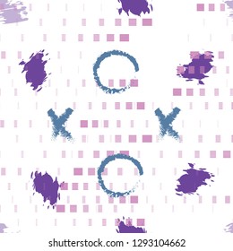 Abstract seamless pattern with simple shapes. Modern design purple and white background textile texture.
