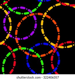 Abstract seamless pattern with six-colored circles