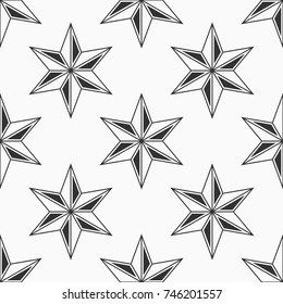 Abstract seamless pattern of six-pointed stars. Fashion design. Vector background.