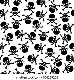 Abstract seamless pattern of skull on a white background.

