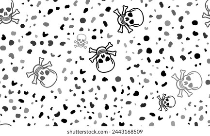 Abstract seamless pattern with skulls. Creative leopard backdrop. Vector illustration on white background