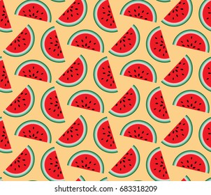 Abstract seamless pattern with slices of watermelon