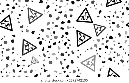 Abstract seamless pattern with slippery road signs. Creative leopard backdrop. Vector illustration on white background