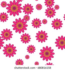 Abstract seamless pattern with small colorful chamomile flowers. Summer floral vector illustration. Template for fashion prints, textile,fabric, wrapping gift paper.