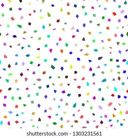 Abstract seamless pattern of small pieces of paper or splinters of ceramics of different sizes in various colors