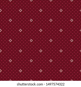 Abstract seamless pattern with small scale dots and flowers. Vector illustration in shades of red, pink and white for fashion, home decor, clothing, wallpaper, gift wraps and scrapbooking.
