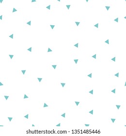 Abstract seamless pattern with small turquoise triangles on white background