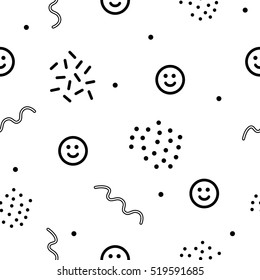 Abstract seamless pattern with smiley face. Geometric graphic design.