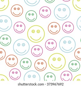 Abstract seamless pattern with smiling faces. Vector illustration.