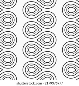 Abstract seamless pattern with smooth lines, curves. Zigzag smooth lines. Black and white vector background. Endless repeating pattern.
