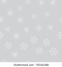 abstract seamless pattern of snowflakes. Christmas background for design of posters, postcards, invitation for the new year. Vector illustration.