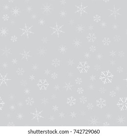 abstract seamless pattern of snowflakes. Christmas background for design of posters, postcards, invitation for the new year. Vector illustration.