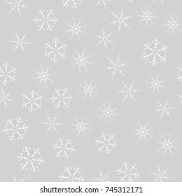 abstract seamless pattern of snowflakes. Christmas background for design of posters, postcards, invitation for the new year. Vector illustration.