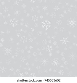 abstract seamless pattern of snowflakes. Christmas background for design of posters, postcards, invitation for the new year. Vector illustration.