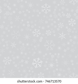 abstraktes nahtloses Muster von Schneeflocken. Weihnachtshintergrund für die Gestaltung von Plakaten, Postkarten, Einladung für das neue Jahr. Vektorgrafik.