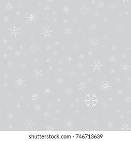 abstract seamless pattern of snowflakes. Christmas background for design of posters, postcards, invitation for the new year. Vector illustration.