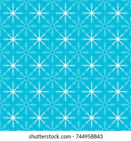 Abstract seamless pattern from snowflakes on blue background.