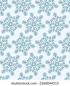 Abstract seamless pattern with snowflakes. Snowflake repeat ornament. Christmas wrapping paper.