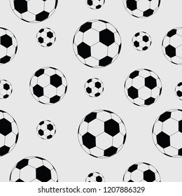 Abstract seamless pattern with soccer ball. monochrome background