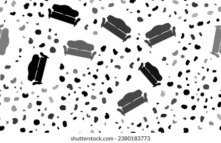 Abstract seamless pattern with sofa symbols. Creative leopard backdrop. Vector illustration on white background