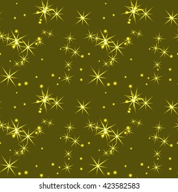 Abstract seamless pattern with sparks. Glowing background. Vector illustration.