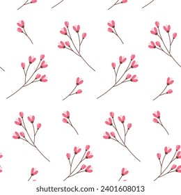 Abstract seamless pattern with spring flowering twigs in trendy seasonal shades. Vector for wrapping