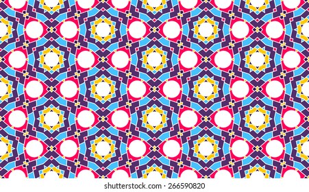 Abstract seamless pattern, spring retro fashion fabric,  pink, blue, yellow background