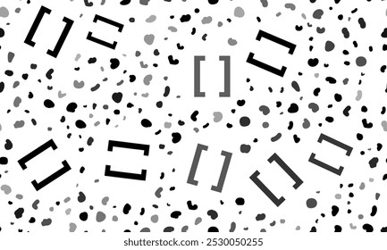 Abstract seamless pattern with square brackets symbols. Creative leopard backdrop. Vector illustration on white background