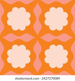 Abstract seamless pattern with square repetitive tile in retro style. Beautiful vector geometrical texture with simple shapes. Modern background in vintage style
