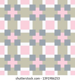 Abstract seamless pattern with squares and crosses. Colorful vector background EPS10