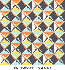 Abstract seamless pattern of squares and diagonal forms.