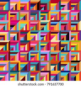 Abstract seamless pattern of squares and diagonal forms.