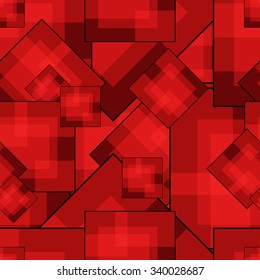 Abstract seamless pattern with squares.  Red background for creating card, web page background, wallpaper and textile.
